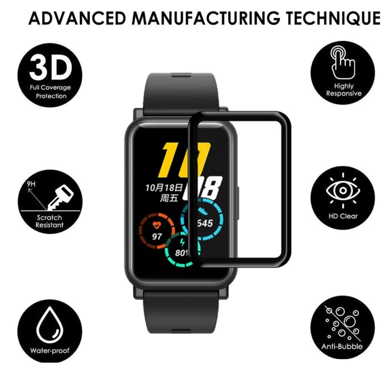 

2Pcs Curved Full Cover /TPU Clear Protective Film For -Huawei Honor ES/Watch Fit