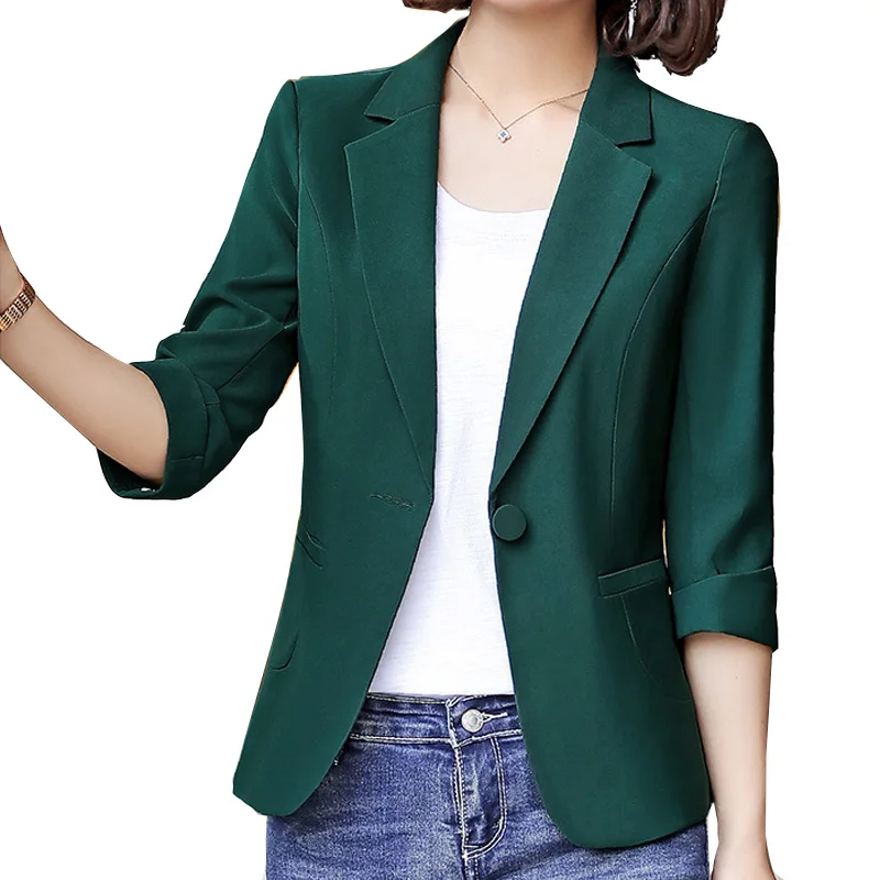 Женский блейзер на одной пуговице с рукавом 3/4 | Женская одежда