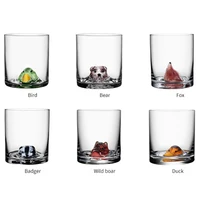 460ml animals glass cup with the cute head whisky drinkware milk office cups the best birthday gift with gift box