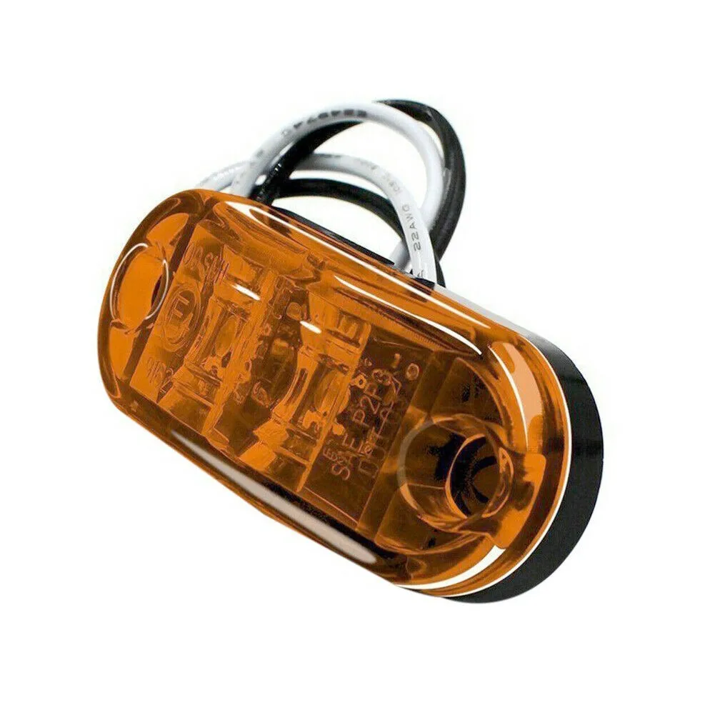 

5pcs Car Truck Amber LED Car Truck Trailer RV Oval 2.5" Side Clearance Marker Lights Side Marker Lights Identification Lamps