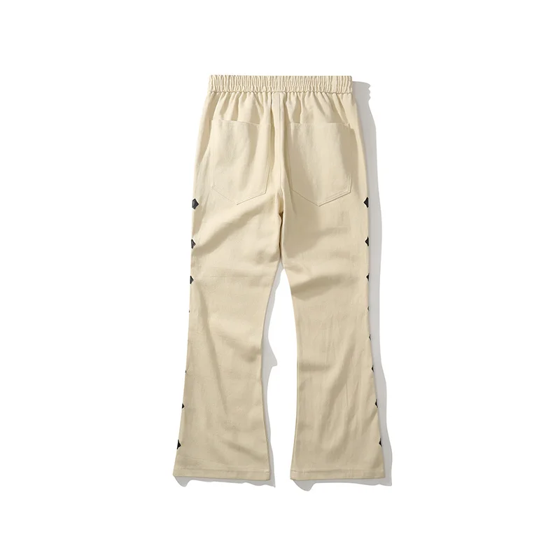 

Cross Embroidery Straight Elastic Waist Casual Trousers Men and Women Oversize High Street Retro Overalls Loose Track Pants