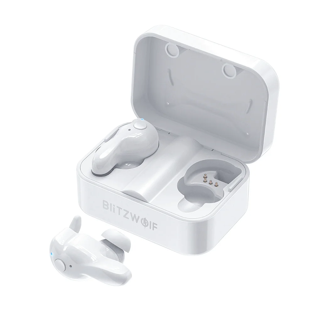 White Blitzwolf BW-FYE1 bluetooth V5.0 TWS настоящие Беспроводные спортивные наушники TWS Наушники Hi-Fi стерео двойной микрофон с зарядным устройством - Цвет: White