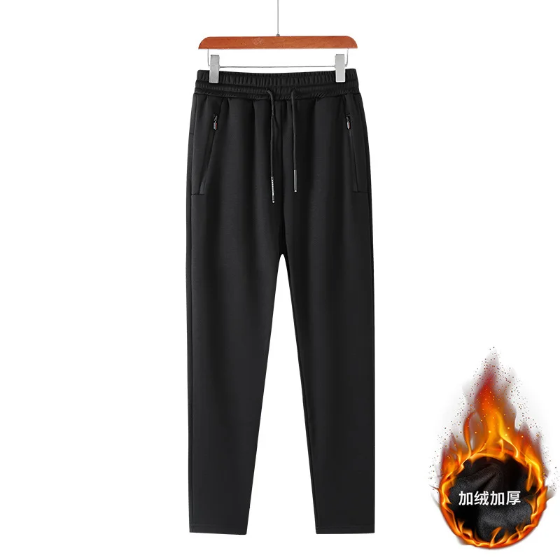 

2020 plus velvet casual pants men's autumn and winter plus size straight warm pants men's trousers thick sports pants men's