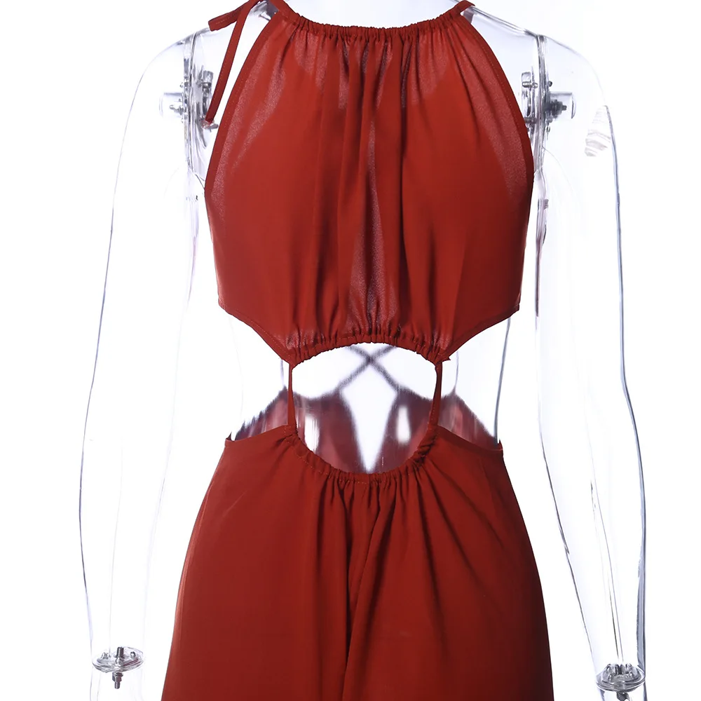 

Maxi Dress For Women Summer 2021 Beach Suit Cover Up New Year Wear Neck Sexy Hollow Out Irregular Geometric Cotton Swimsuit