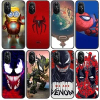fashionable marvel clear phone case for huawei honor 20 10 9 8a 7 5t x pro lite 5g black etui coque hoesjes comic fash design