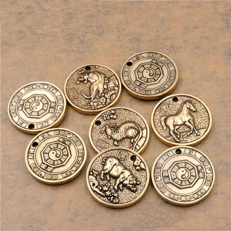 1 шт Твердый латунный брелок подвеска высокое качество китайский знак зодиака