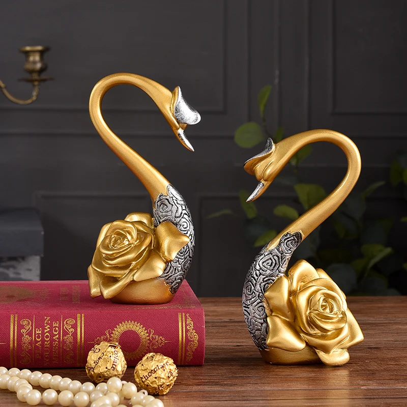 Европейский цвета розового золота Лебедь смолы украшения искусства дома