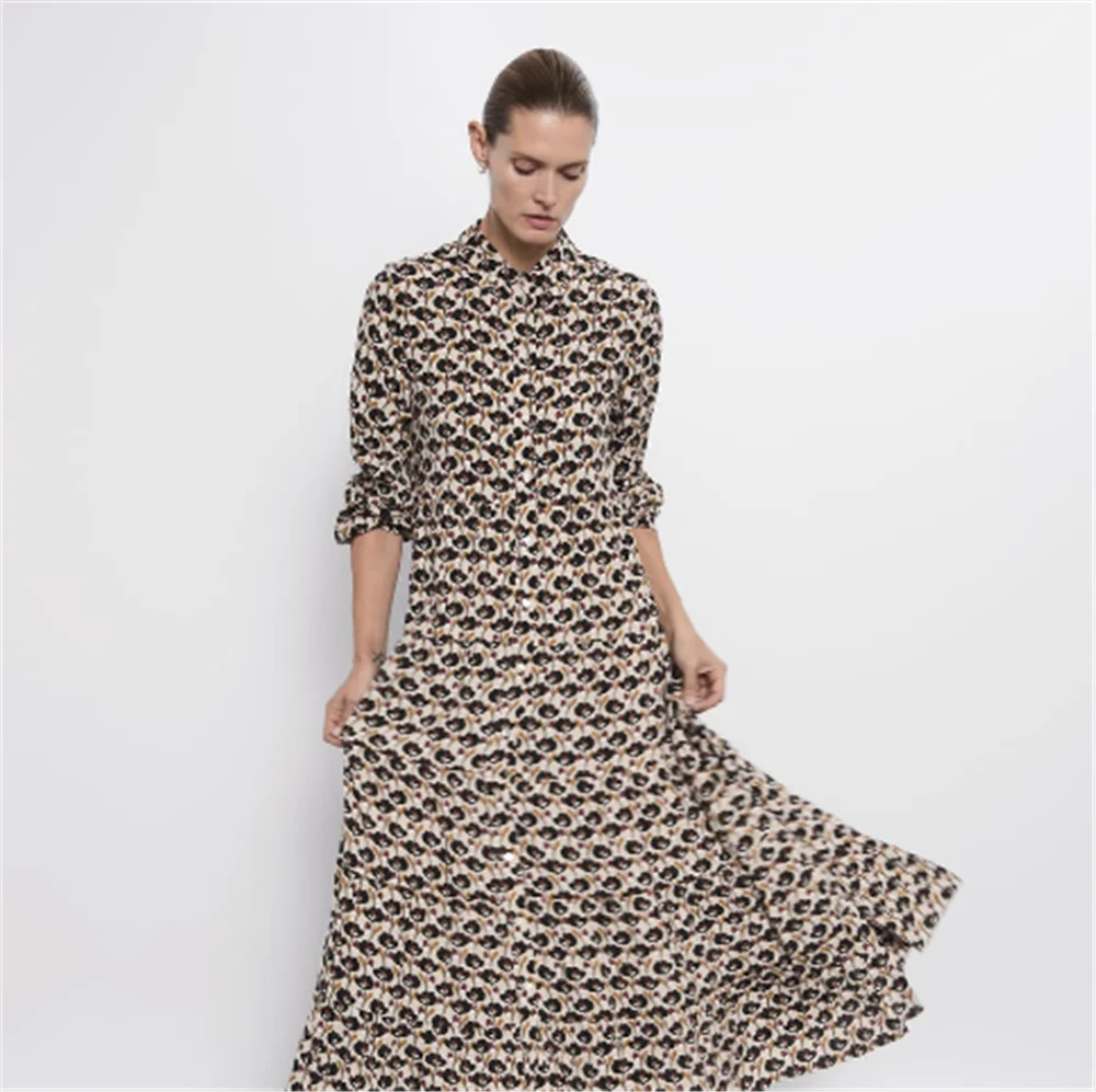 ZA 2019 женское платье модное новое Осеннее с принтом миди в богемном стиле