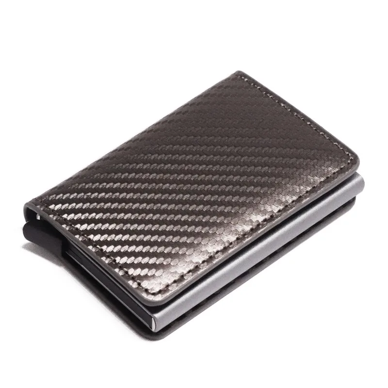 New Slim Mini Wallet Carbon Fiber Card Holder Wallets Men Brand Rfid Black Magic Trifold Leather Small Money Bag Male Purse | Багаж и