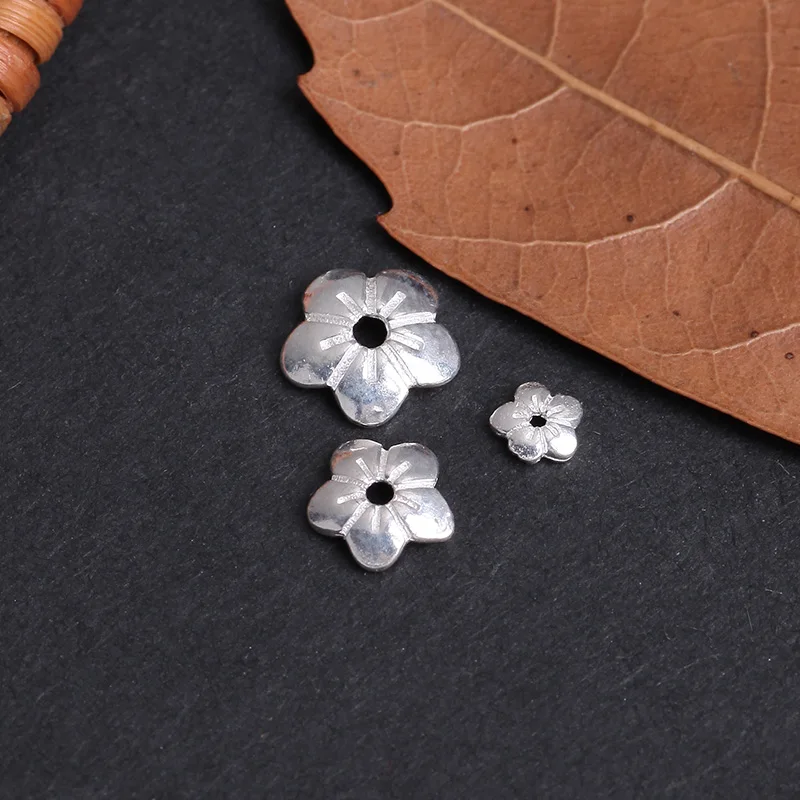 1 шт. 925 пробы серебряные Резные Цветочные бусины колпачки для ожерелья браслета