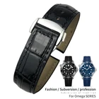 Ремешок из воловьей кожи для часов Omega 007 seamster 300 De ville AT150 1921 мм, складная пряжка, 18 мм 20 мм 22 мм