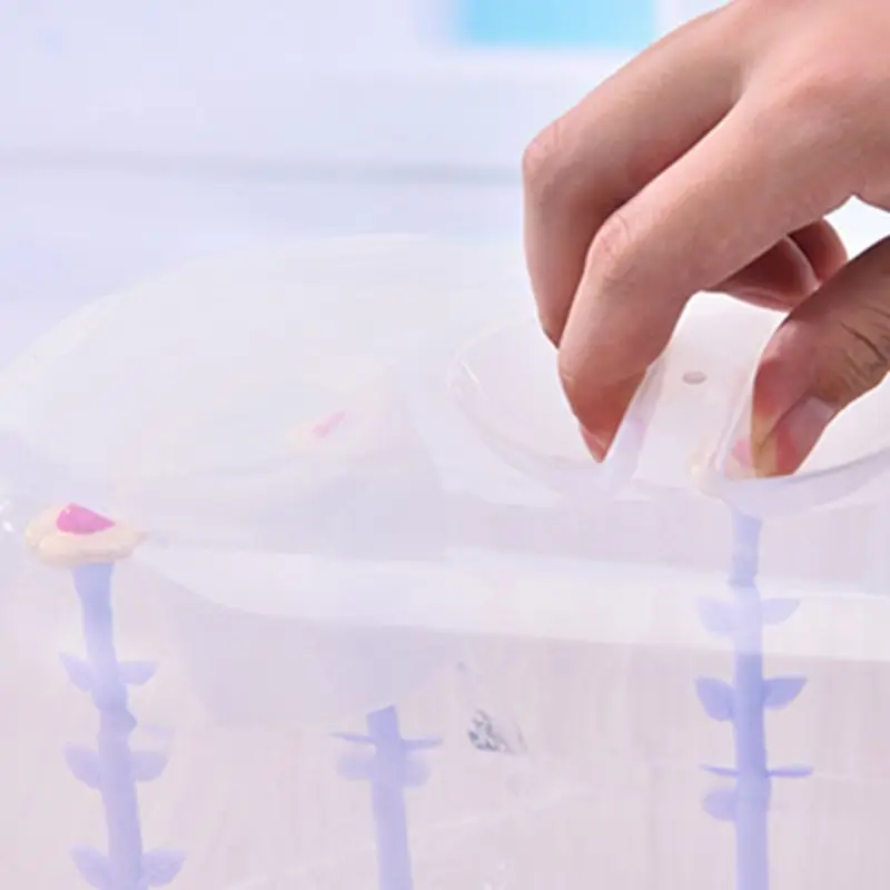 

066B Flower Type Multifunctional Baby Bottle Holder Storage Box Drain Rack with Dust Cover Kids Infants Bottles Drying Racks