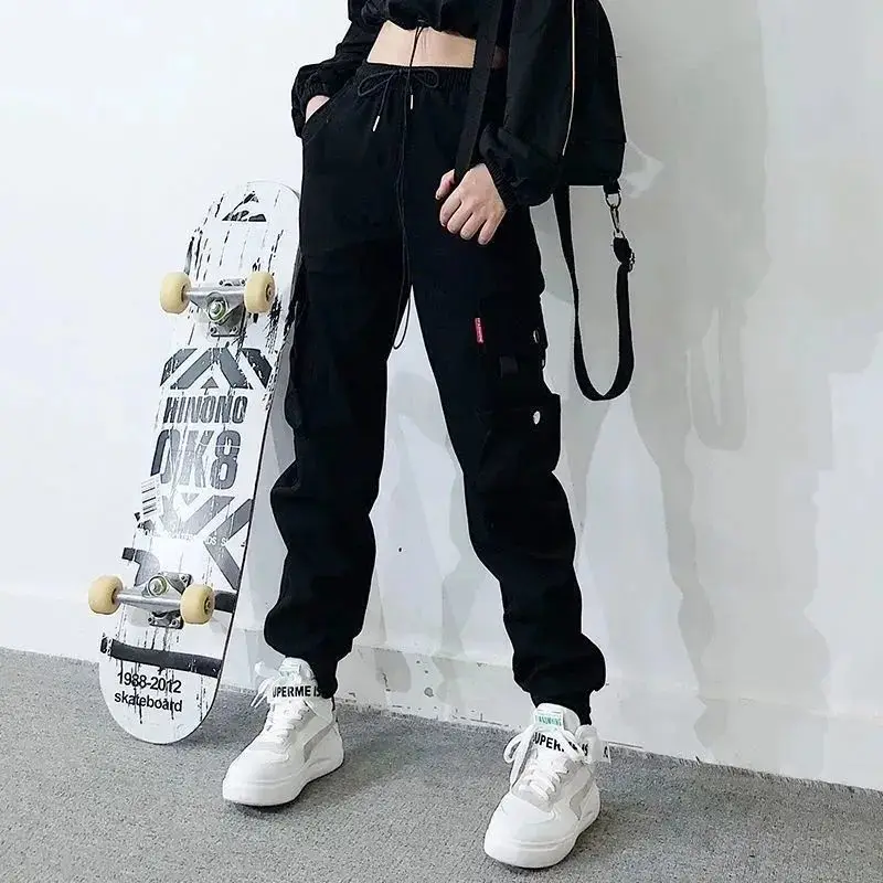 

Cargo Pants Women High Waist Green Black Pants Cargo Trousers Women Aesthetic Casual Streetwear Korean Loose Pants Women 2021