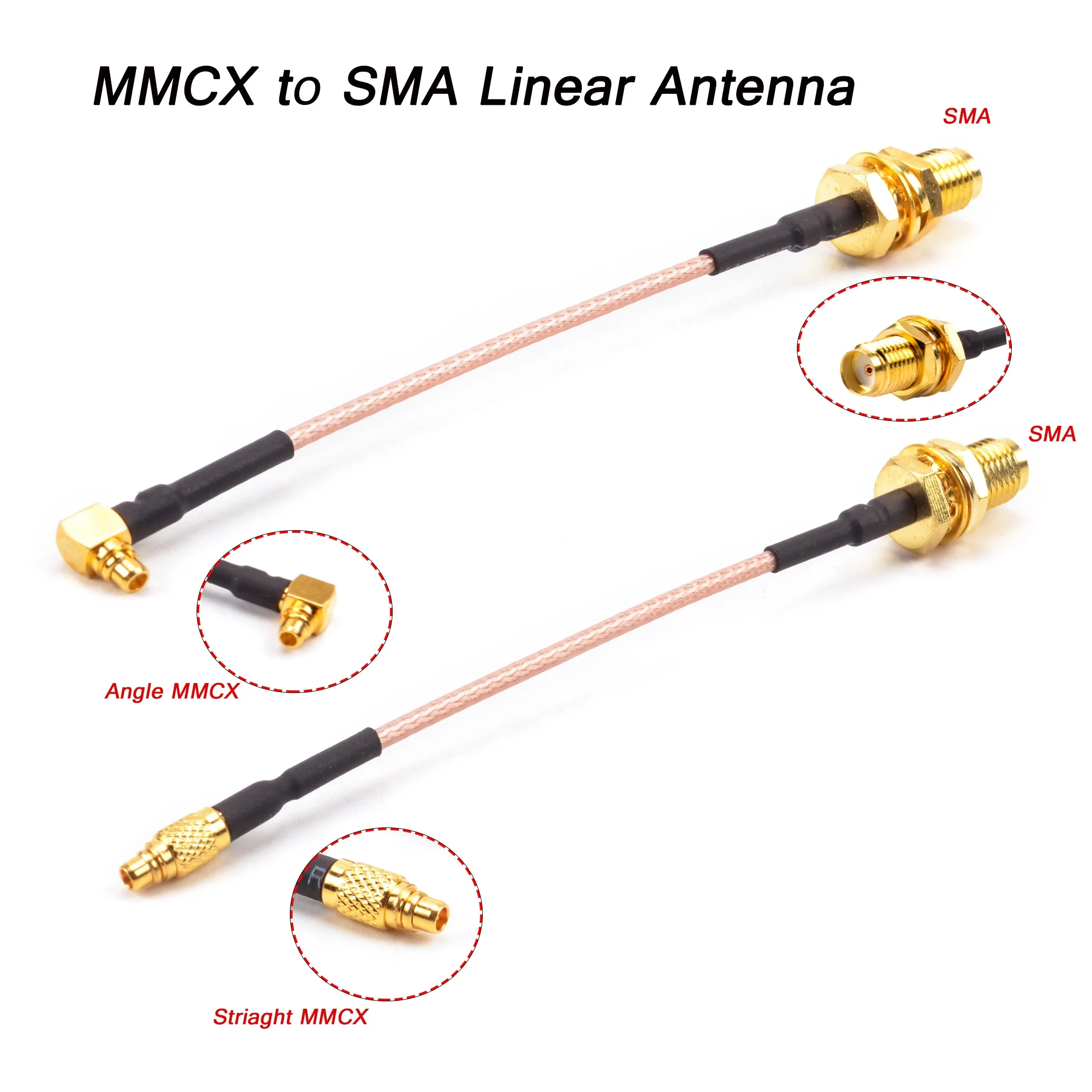 

5.8GHz 2.15dBi VTX MMCX Angle 90 Degree / Striaght to SMA Female Adpater Linear Antenna Flange Connector Cable for PFV RC Parts