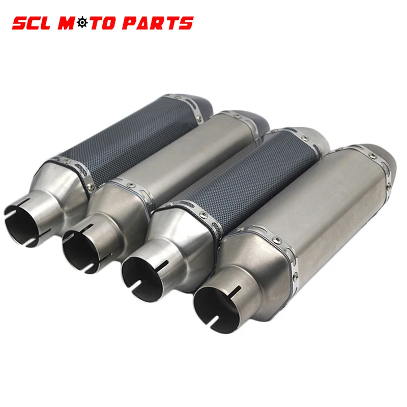 

ALconstar-AK Motorcycle Exhaust Muffler Pipe Universal Slotted Escape Moto With DB Killer For GY6 Nmax Msx125 CRF 230 GSR 600