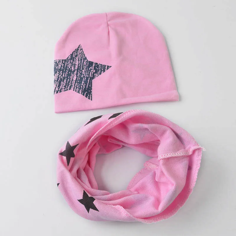 big star pink 1 комплект, детская шапка, шарф, шапочки для мальчиков, Детские хлопковые шапки с милым принтом для маленьких девочек, Весенняя камуфляжная кепка, шарфы с воротником - Цвет: big star pink
