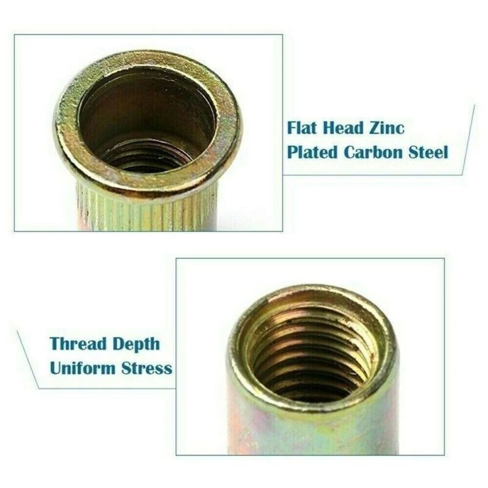 

Carbon Steel Rivet Nuts Zinc Plated Ergonomic Assort Kit 128Pcs M3-M12