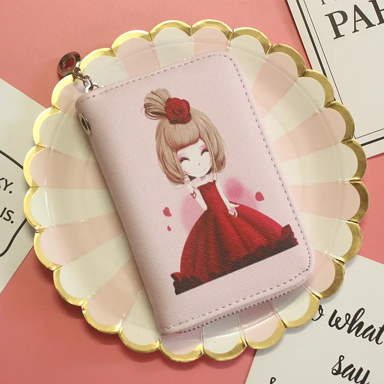 Женский кошелек на молнии с принтом в Корейском стиле из искусственной