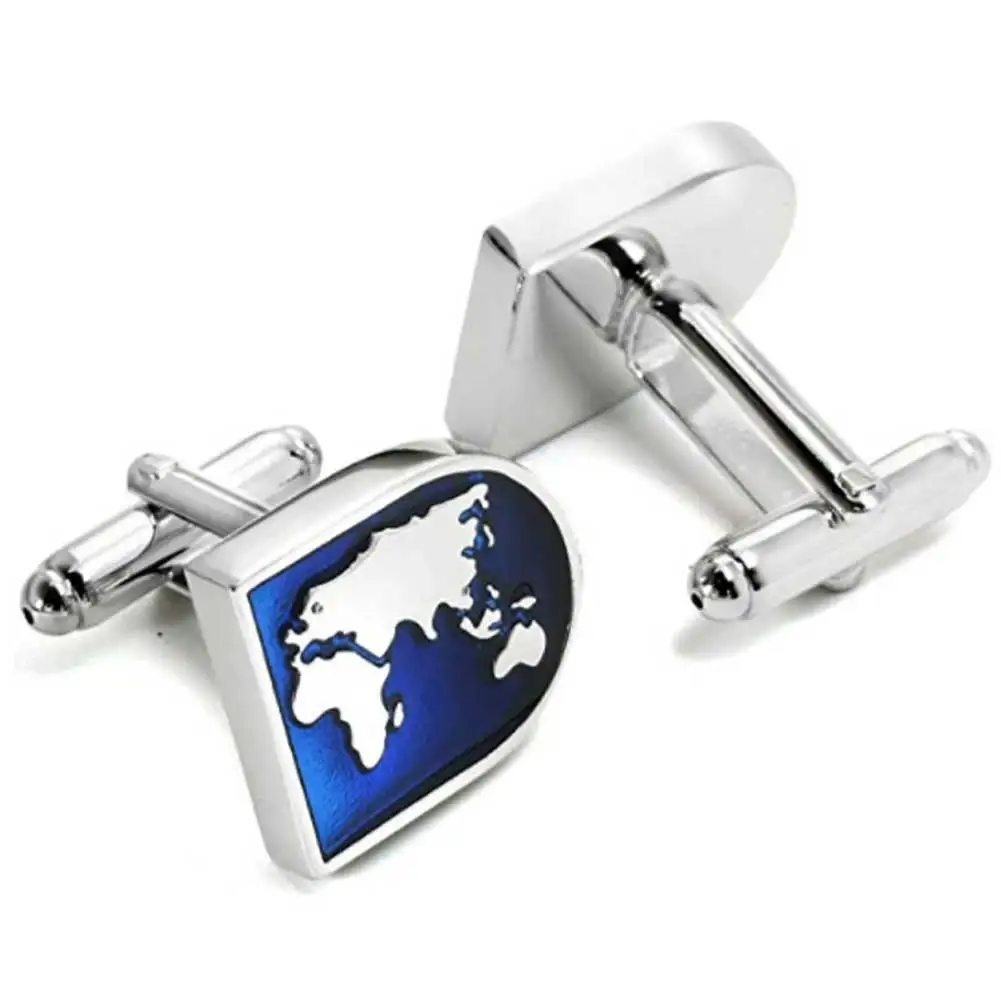

1pair Gift Earth Map For Business Prom Shirt Suit Men Cufflinks Wedding Party Cuff Button Clothing Accessories Formal Occasion