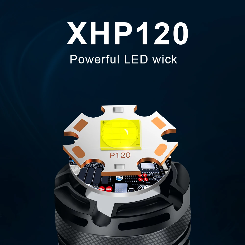 저렴한 초강력 전술 손전등 XHP120 LED, USB 400000 충전식 밝은 사냥 XHP70 XHP50 방수 랜턴, 18650 루멘