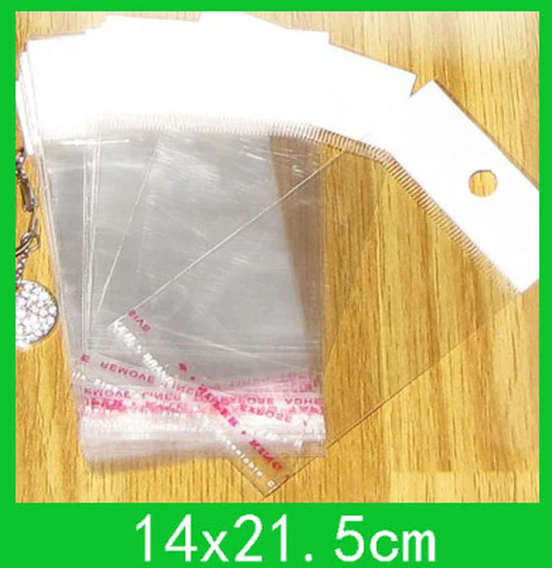 

hanging hole poly packing bags (14x21.5cm) with self adhesive seal opp bag wholesale 500pcs/lot