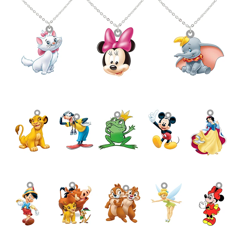 

Disney Funny Figure Sweet Minnie Mouse Cute Dumbo Cartoon Pendants Necklace Epoxy Resin Necklace Accessory Trendy Jewelry FZS575