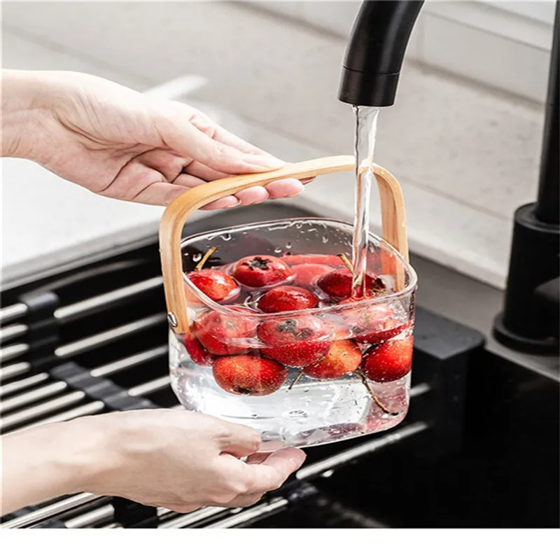 Креативная стеклянная корзина для хранения закусок и конфет простая квадратная