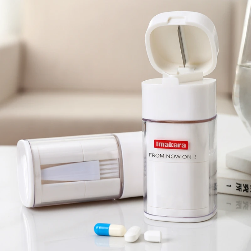 

Japanese New Medicine Cutter Grinding Box Lattice Small Medical Kit Home Mini Drugs Storage Bag Mini Portable Pill