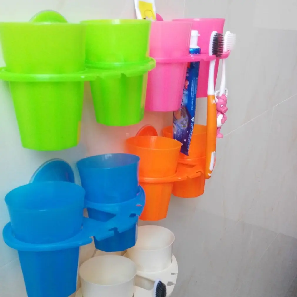 Creative suction cup toothbrush holder mouth couple brushing teeth bathroom wash set rack | Дом и сад