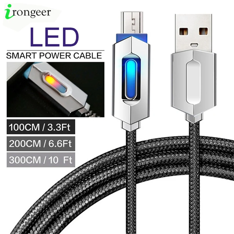 Светодиодный кабель Micro USB 2 4 А быстрая зарядка для Samsung Xiaomi Android мобильный телефон