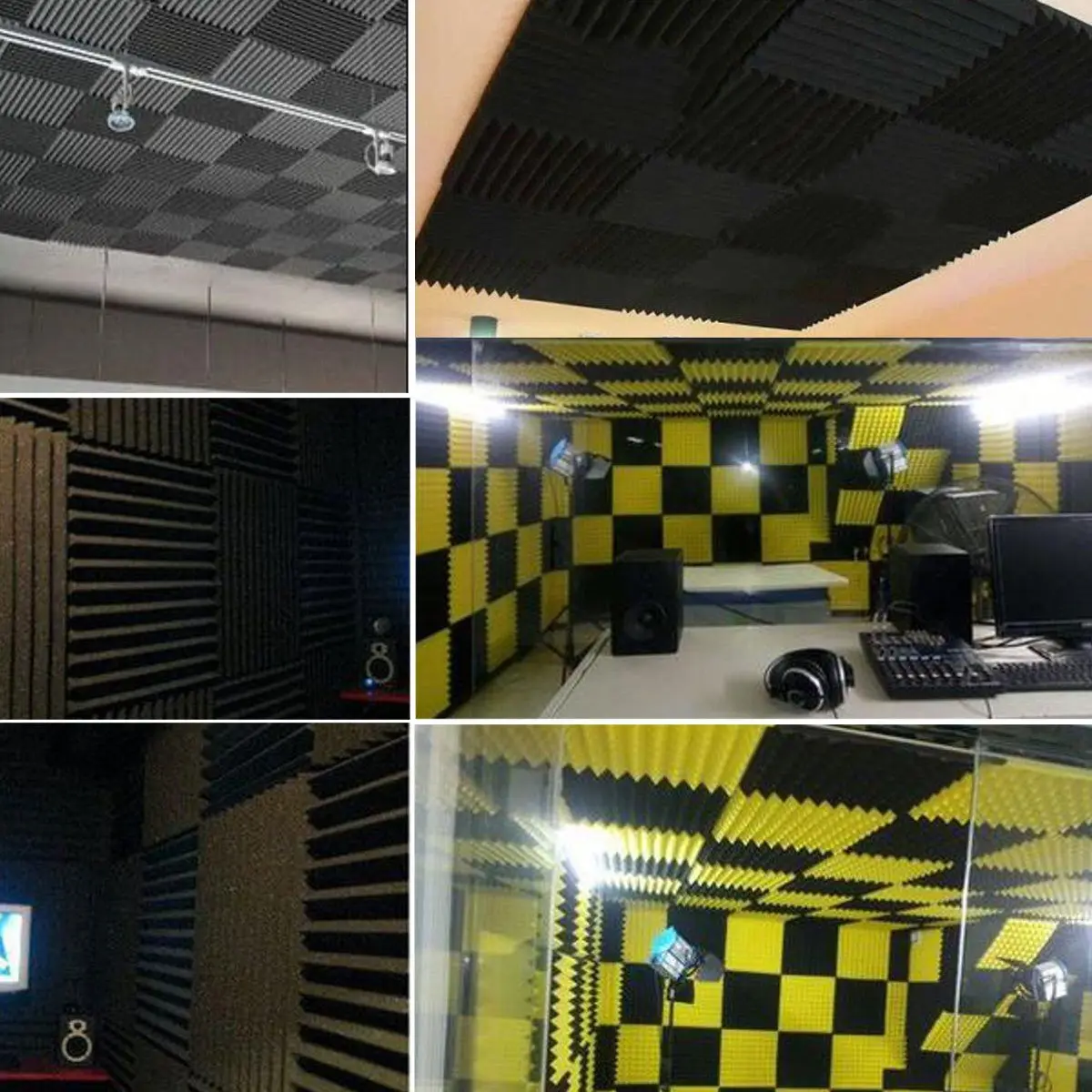 

6Pcs 30x30x5cm Acoustic Foam Sound Treatment Noise Control Absorption Wedge Tiles Polyurethane Foam for Home Workplace Studio