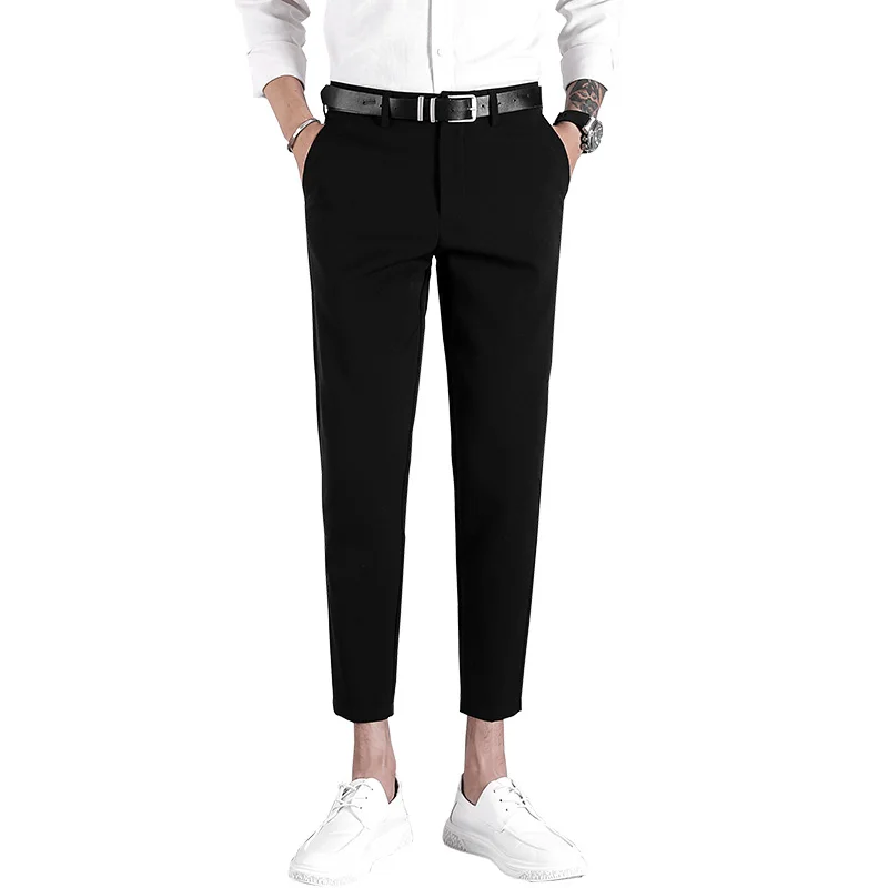 

Business Suit Trousers Men's Solid Color Slim And Delicate Nine point Pants Men's Clothing Autumn Office Casual Suit Pants Cool