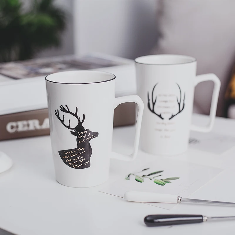 Мультяшная кружка Milu в виде оленя модная Милая поилка для чая с ложкой и губой