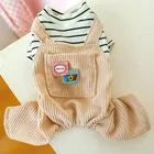 Комбинезон для собак, вельветовые штаны в полоску, осенние пижамы-комбинезоны размера XL для маленьких и средних собак, одежда для собак кошек