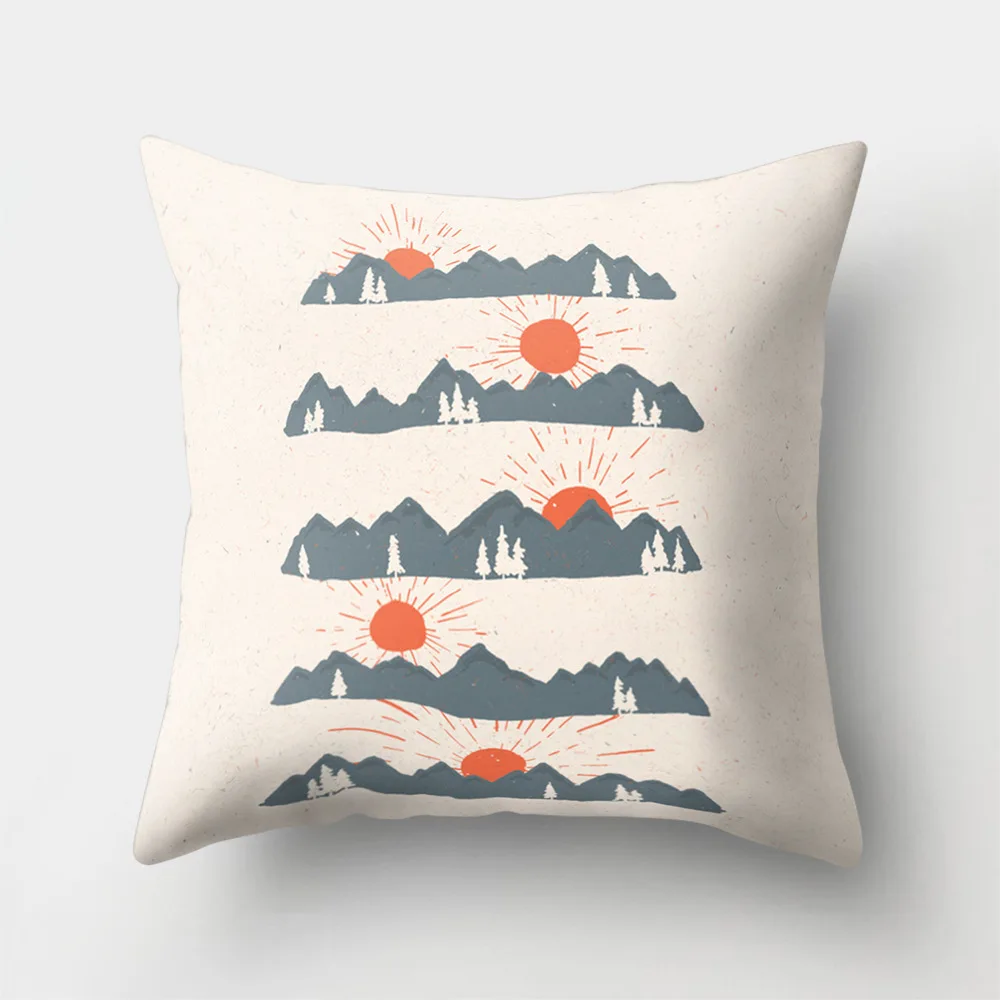 Декоративная наволочка 45x45 в виде мультяшного пейзажа|Наволочки| |