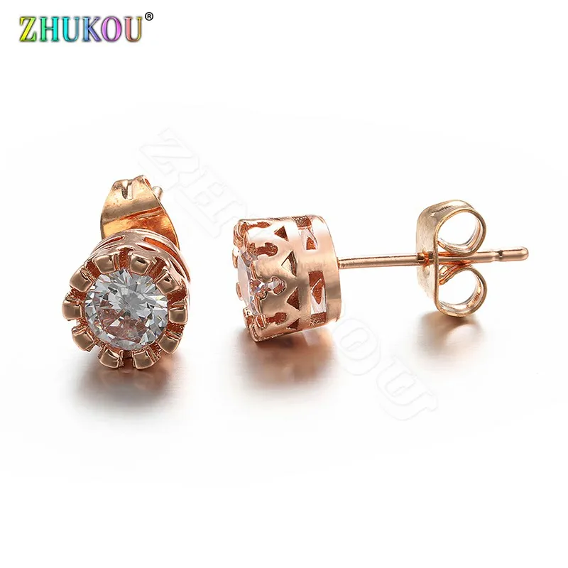 ZHUKOU 7x17 мм корейские женские серьги ювелирные изделия блестящие золотые со