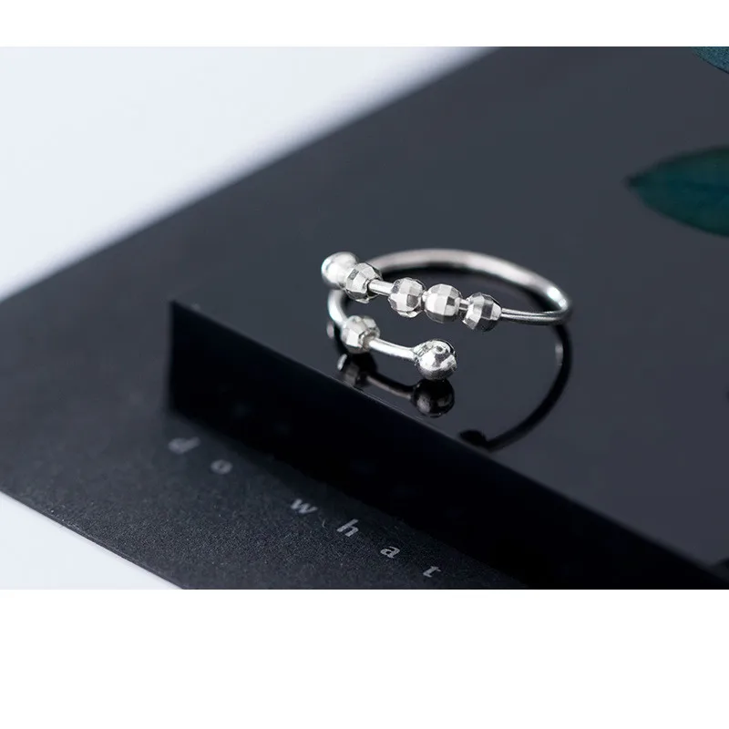 925 стерлингового серебра тревоги Спиннер открытым бисера кольца для женщин