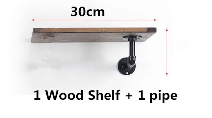 Современные 30x20 см настенные полки трубы поддержка Деревянный Diy декоративные скандинавские полки для домашнего декора гостиной - Цвет: 1 shelf with 1 Pipe