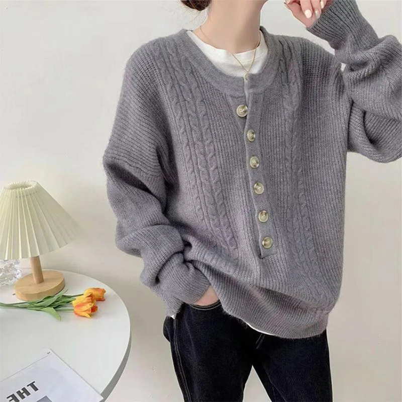 2021 зимние женские толстый свитер для женщин большой кардиган на пуговицах Уютная