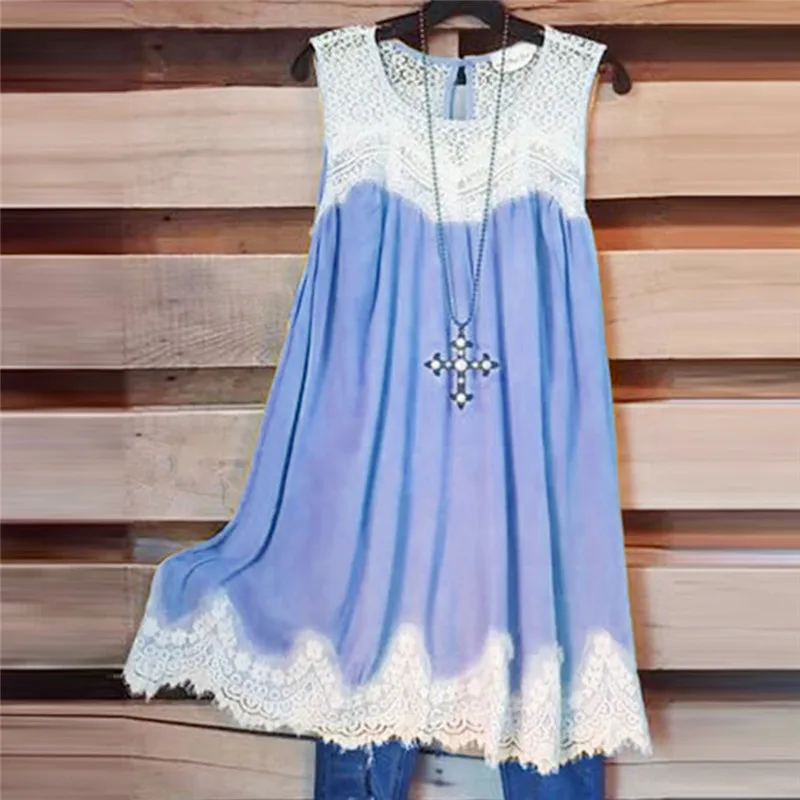 

S-XXL майка для женщин с элегантным цветком, платье-майка с кружевом и вышивкой 2021 Новая мода лето Топ рубашка без рукавов Одежда для леди