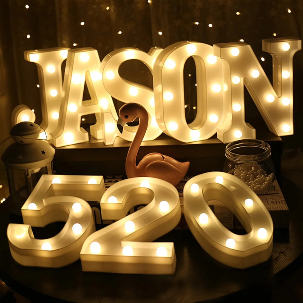 Творческий 26 Английский алфавит номер светодиодный ночник для украшения стен в