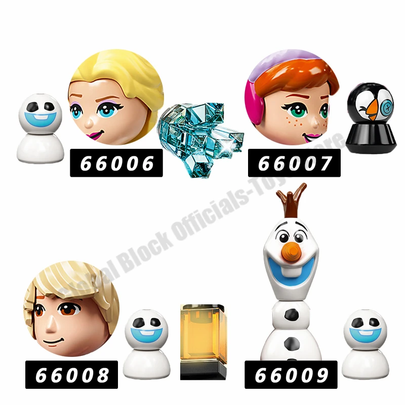 

HOT SALE Snowman Building Blocks Princess Prince Action Figures Educational Bricks Head Toys For Girls Children 66006-66010