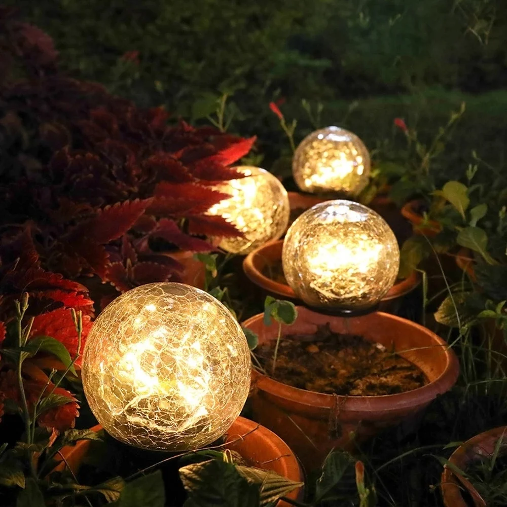 

Outdoor Waterproof Solar Light Glass Cracked Round Ball Lawn Light Garden Courtyard Road Christmas Decoration Solar Ground Light