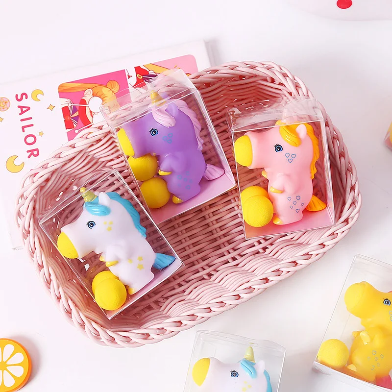 Каваи мультфильм Единорог игрушка мягкие шутеры сжимаются шалость смешная паста