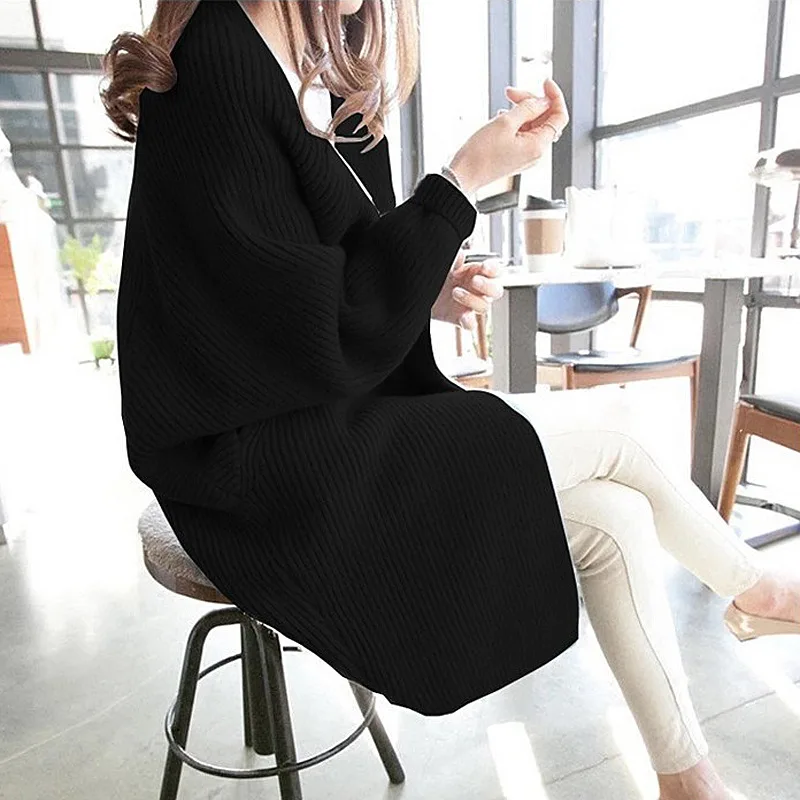 

GOOHOJIO Long Cardigan women Sweater Autumn Winter Bat sleeve Knitted Sweater Plus size Jacket Loose Ladies Sweaters Cardigans