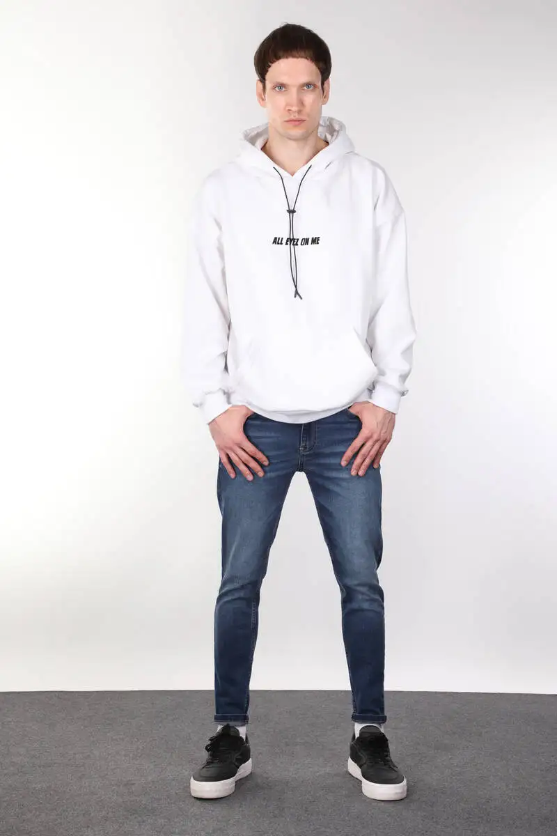 

Tupac Baskl Kaponlu Beyaz Oversize Erkek Sweatshirt