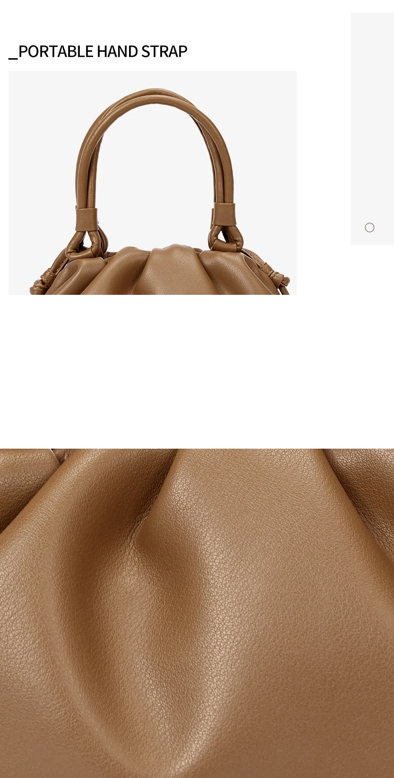 women handbag cowhide Shoulder bag fashion pleated cloud bag