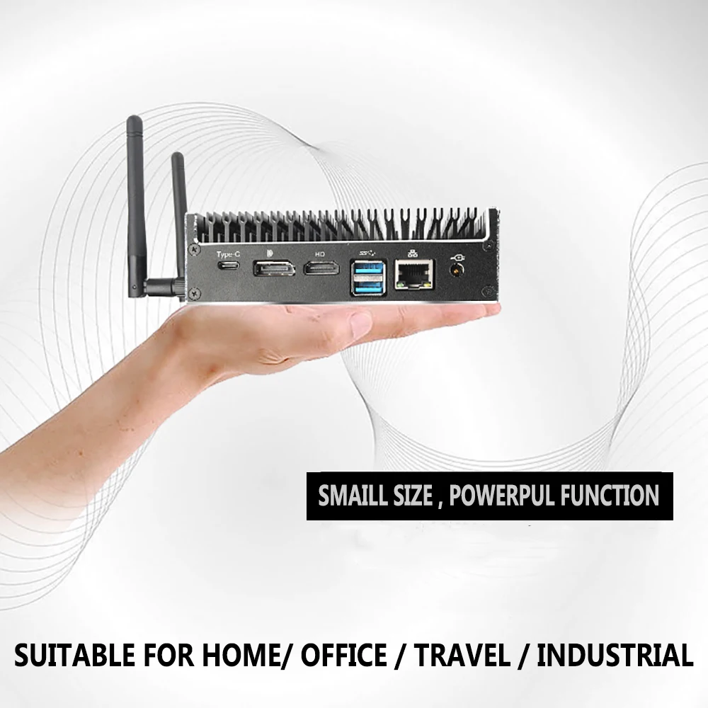 Настольный ПК без вентилятора TOPTON офисный Intel Patium 5405U 2 * DDR4 Barebone Pc Type-C 4K HTPC HDMI2.0 DP