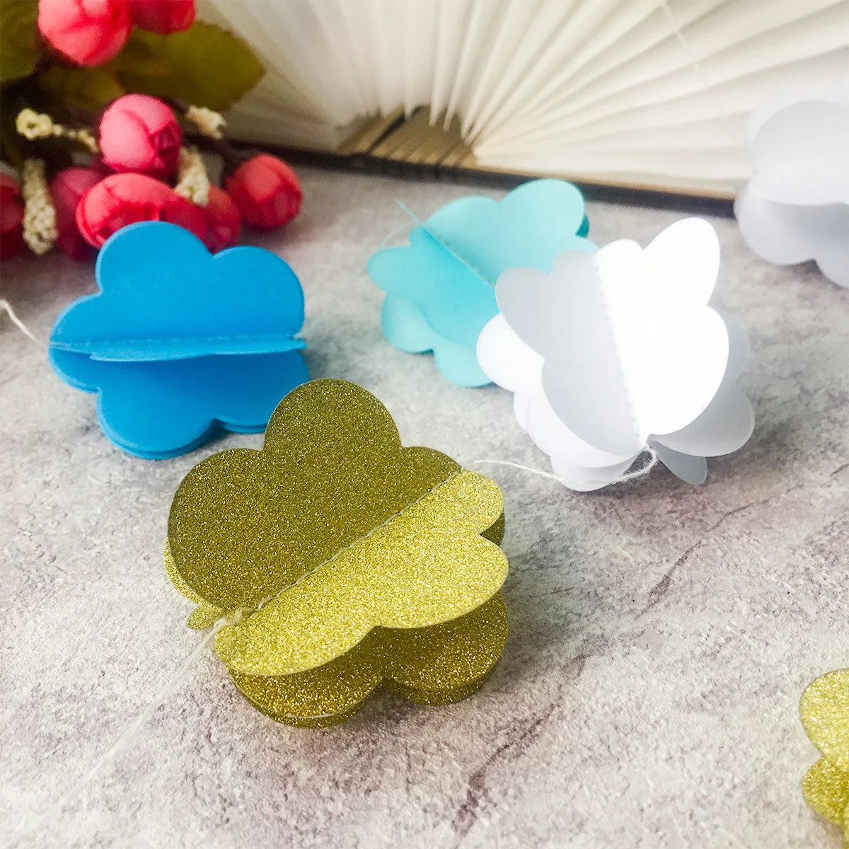 3 м 3DColorful облако сердце Бумага растяжки с днем рождения украшение для детской комнаты украшения Свадебная вечеринка Baby Shower баннер
