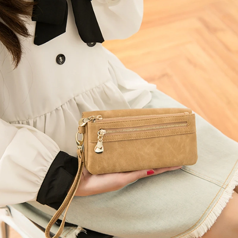 

High Capacity Fashion Women Wallets Long PU Leather Wallet Female Double Zipper Clutch Coin Purse